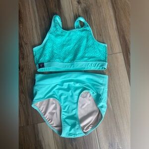 TS (teen small) Aqua Lace-Front Dance Briefs and Top